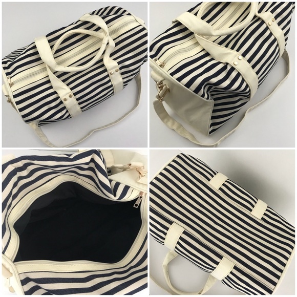 FOREVER 21 | Blue Striped Canvas Weekender Bag - Picture 5 of 8